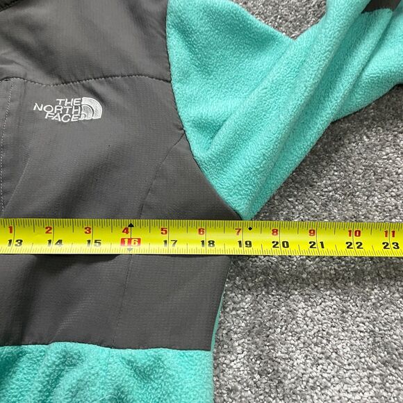The North Face Denali Jacket Womens Medium Green Gray Full Zip Fleece Hiking - Picture 10 of 13